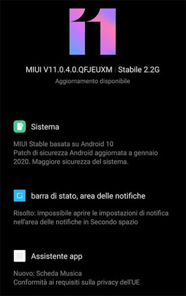 Xiaomi MI 9t Android 10 Italia