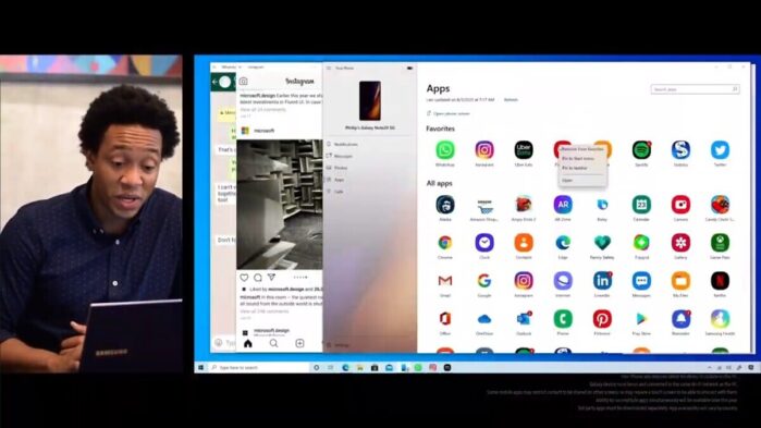 Microsoft Your Phone su Smartphone Galaxy con Android 11