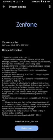 Asus Zenfone 7 aggiornamento Android 11 firmware globale