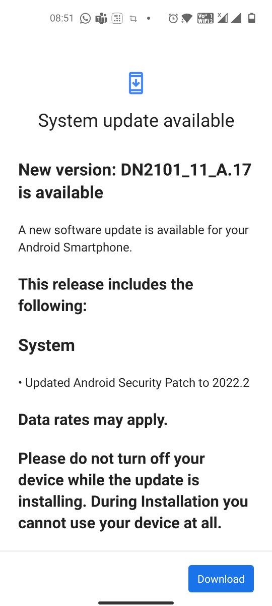 OnePlus Nord 2 OxygenOS 11 A.17 aggiornamento disponibile