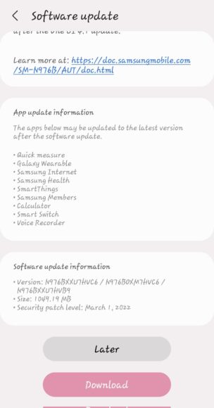 Galaxy Note 10 aggiornamento ONE UI 4.1 seconda parte