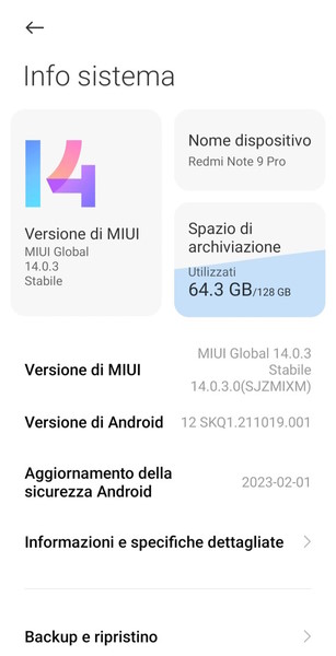 Redmi Note 9 Pro MIUI 14 Android 12