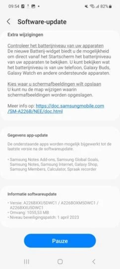 Galaxy A22 5G aggiornamento ONE UI 5.1
