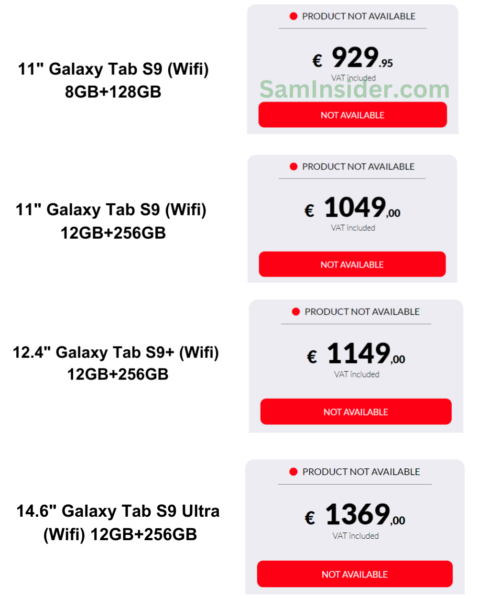 Galaxy Tab S9 prezzi Europa